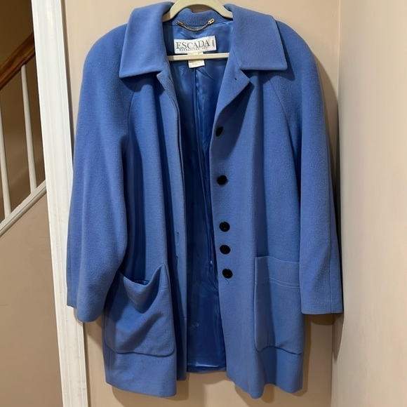 Escada Margaretha Ley Periwinkle/Sky Blue Wool silk lined coat size 40 - Picture 2 of 9
